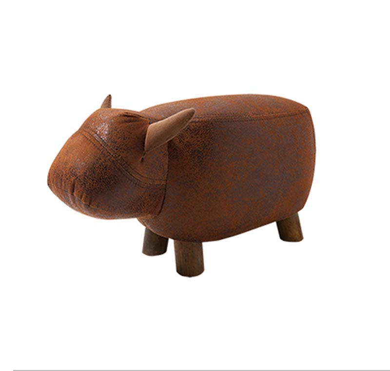 Animal Shape Foot Stool, Brown Cow Ottomans, for Kids Living Room, Accent  Decor Bench Wood Cushion Pouf - BME HOME