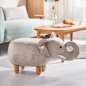 Animal Shape Foot Stool, Elephant Ottomans, for Kids Living Room, Accent  Decor Bench Wood Cushion Pouf - BME HOME
